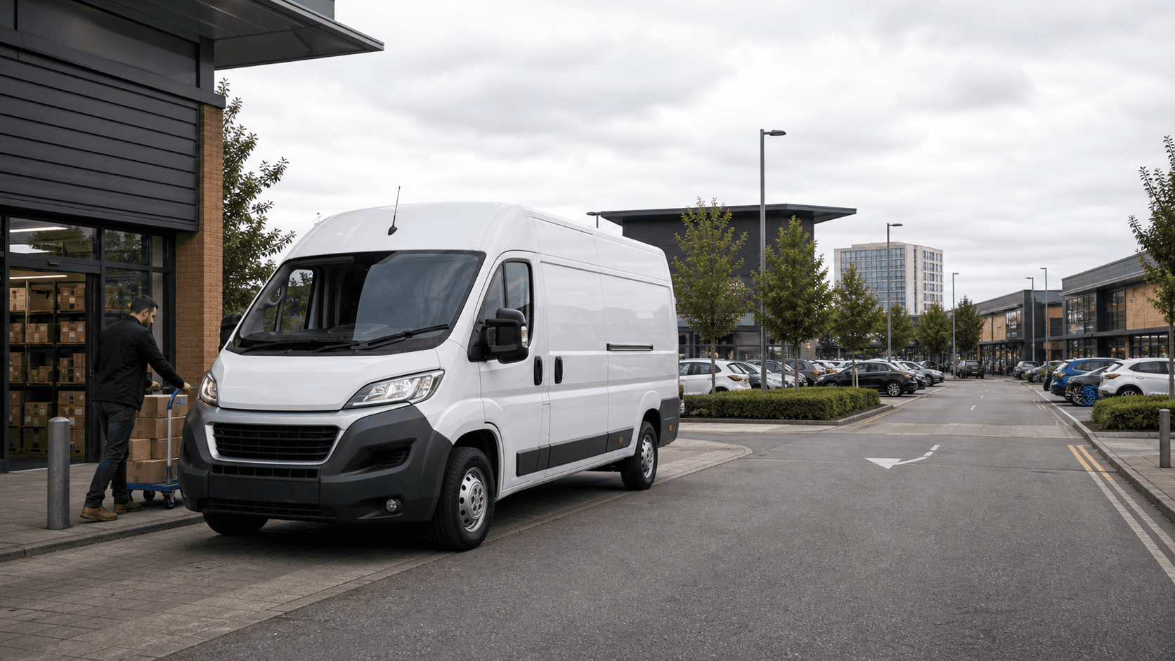 Modern self-drive rental van ready for loading in Watford